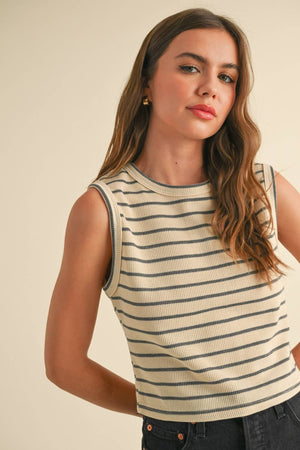 Striped Knitted Sleeveless Top