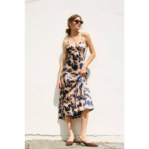 Exquisite Refinement Bias Cut Slip Dress in Western Navy
