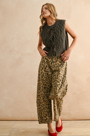 Tie Front Cable Knitted Vest