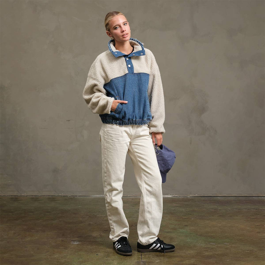 Teddy Denim Snap-Up Jacket