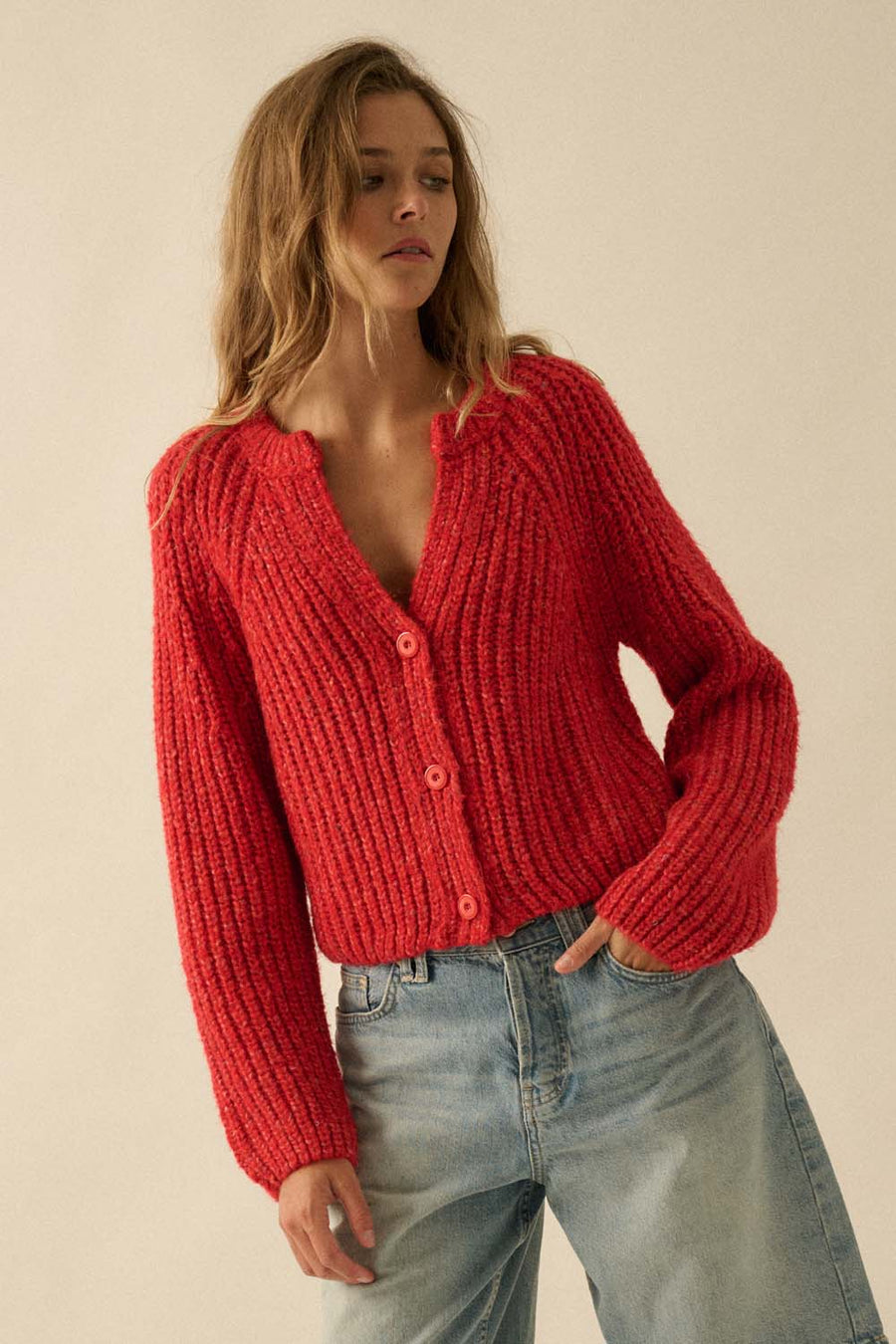 Confetti Button-Front Cardigan Sweater