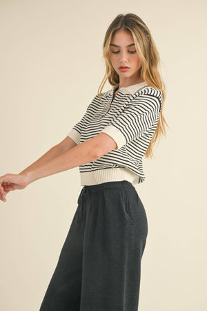 Stripe Knitted Top in White and Black