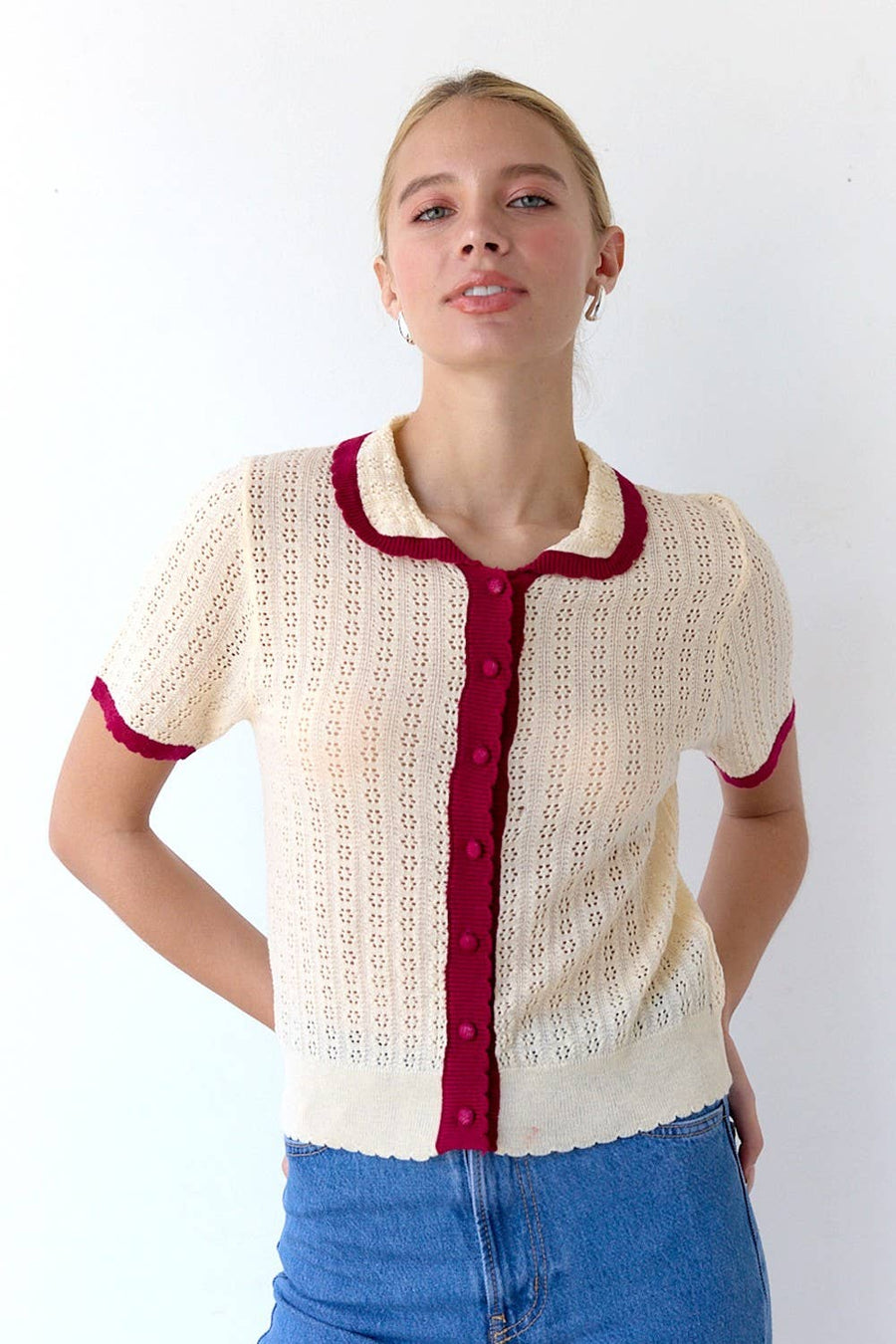 All Over Pointelle Cardigan