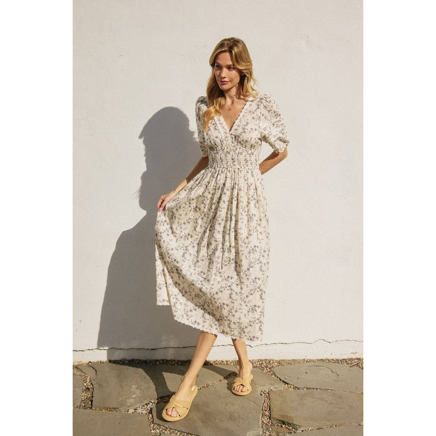 Brunch Babe Bubble Sleeve Midi Dress