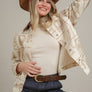 Western Embroidered Jacket with Corduroy Collar