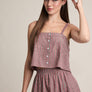 Striped Linen Blend Button-Front Cami