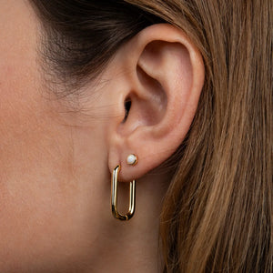 Large Gold Rectangle Hoop Earring