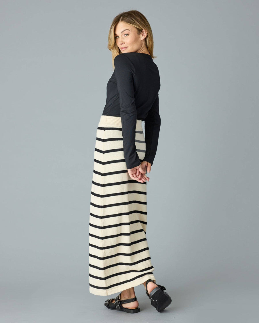 Paris Sweater Skirt in Black Stripe by Downeast