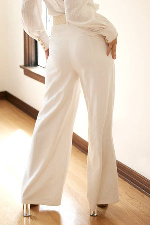 Linen Pant with Detailed Accent Belt