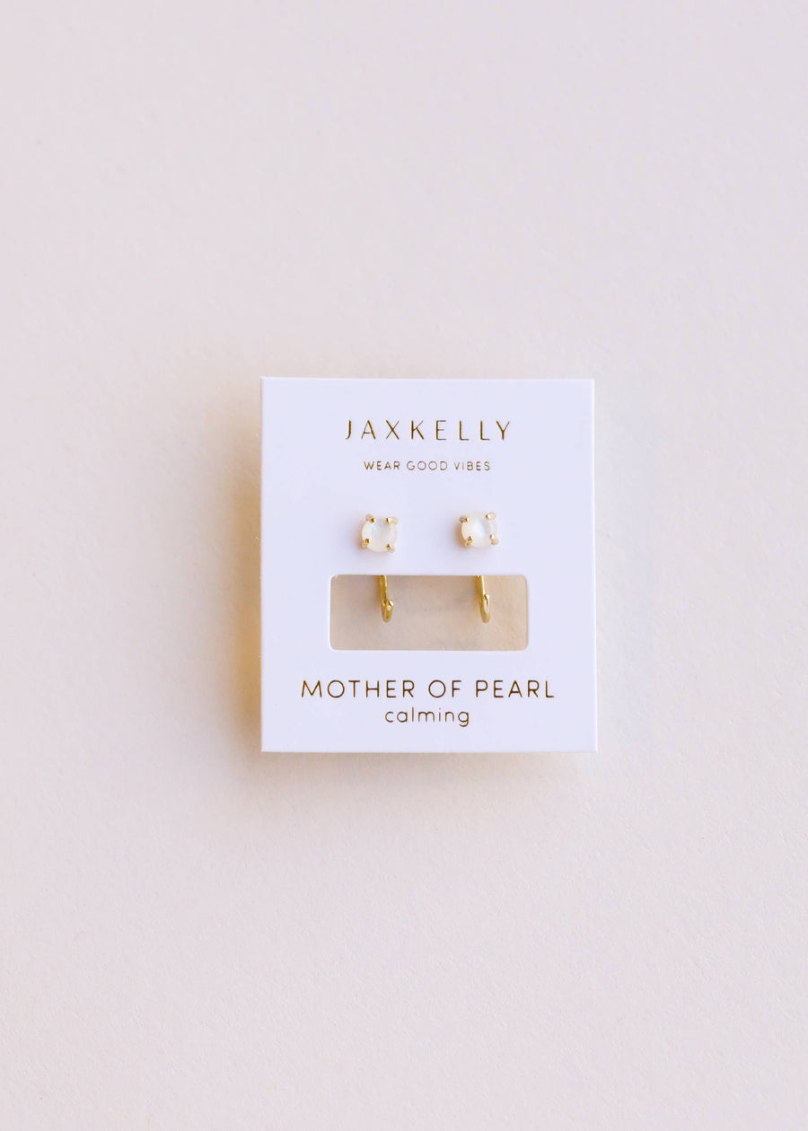 Mother of Pearl Huggies Earrings by JaxKelly