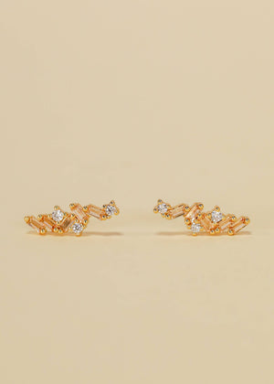 Cascading Baguette Drop Gold Earrings by JaxKelly