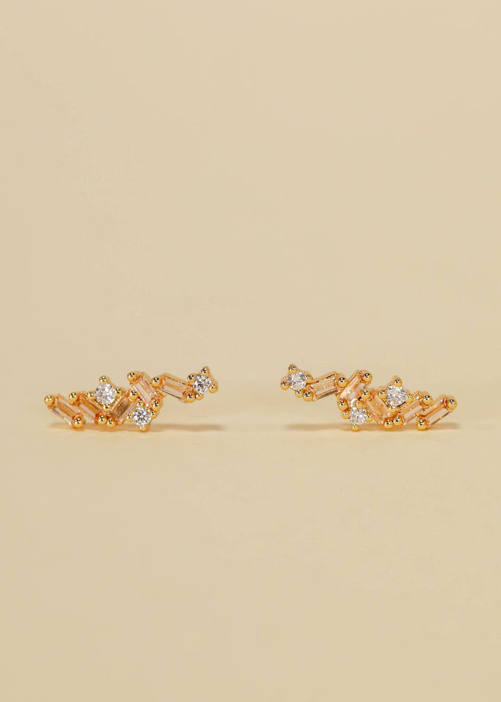 Cascading Baguette Drop Gold Earrings by JaxKelly