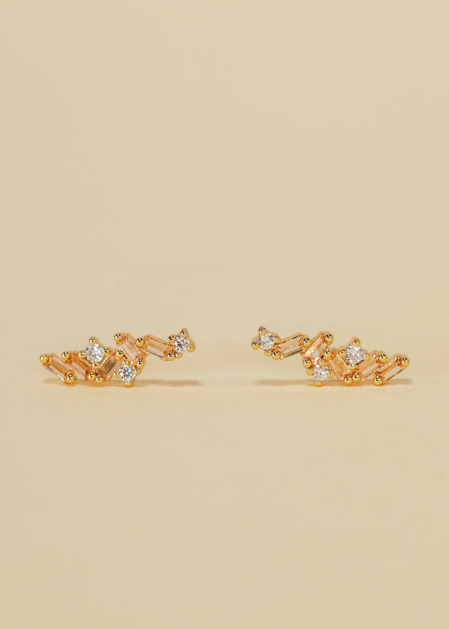 Cascading Baguette Drop Gold Earrings by JaxKelly