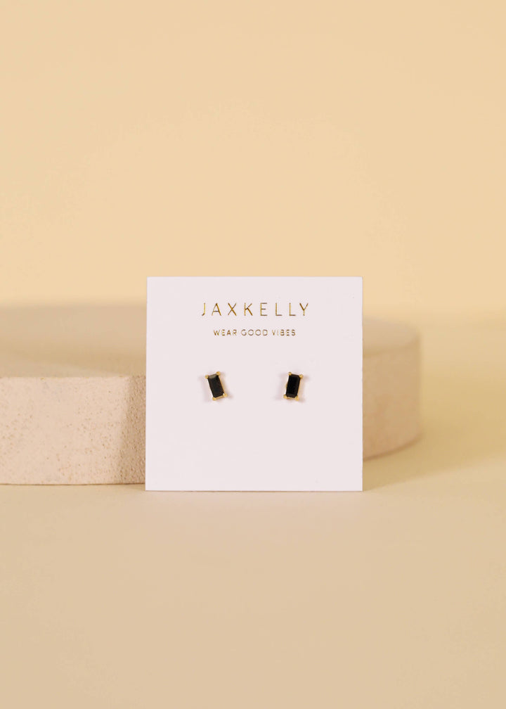 Baguette Earrings in Black and Gold by JaxKelly