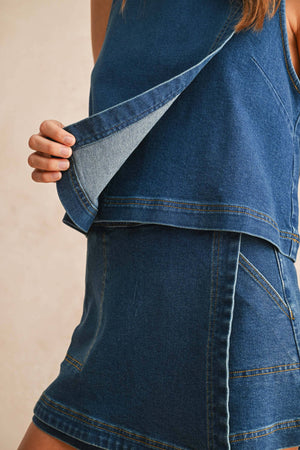 Asymmetric Cut Denim Top