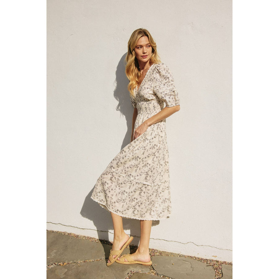 Brunch Babe Bubble Sleeve Midi Dress