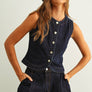 Indigo Denim Button Front Vest