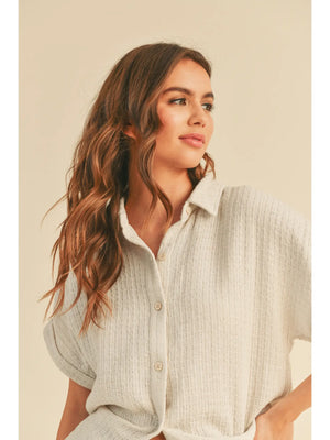 Textured Button Down Shirt in Stone