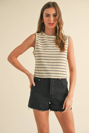 Striped Knitted Sleeveless Top