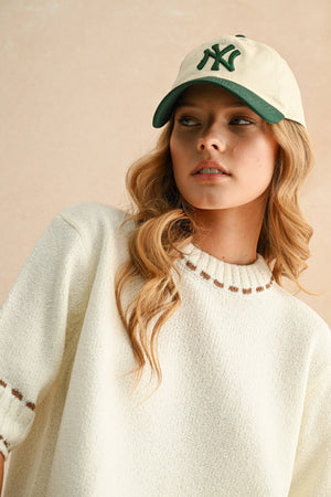 Stitch Effect Detail Short Sleeve Top