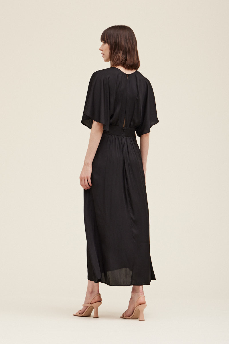 Kimono Sleeve Maxi Dress in Black