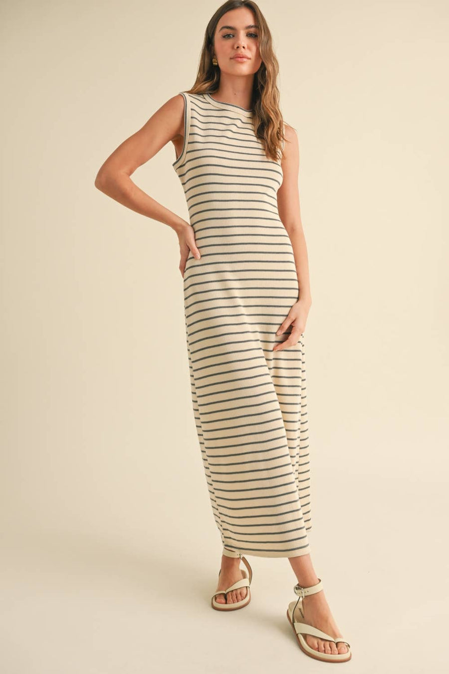 Striped Pattern Knitted Dress