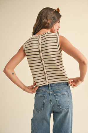 Striped Knitted Sleeveless Top