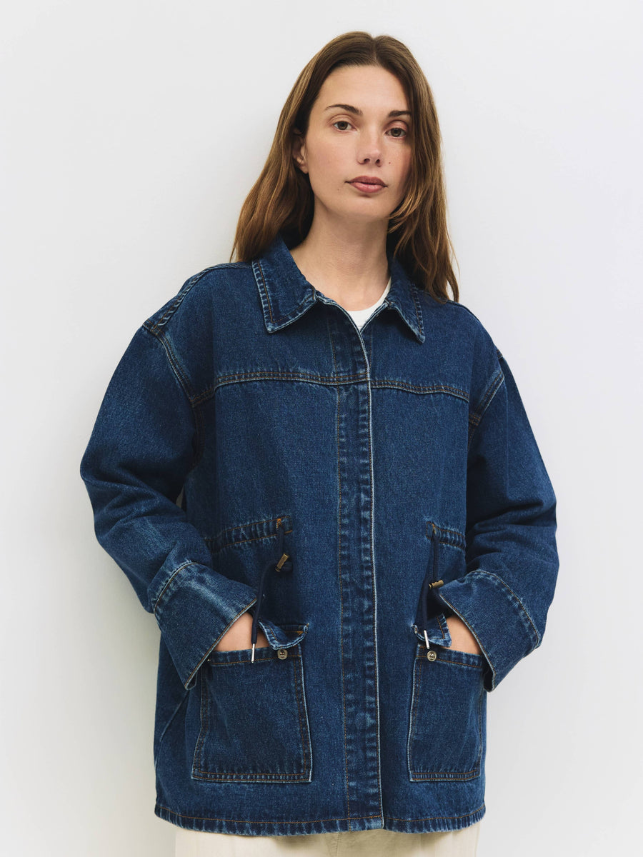 The Aster Jacket | Denim Drawstring Jacket by All Row