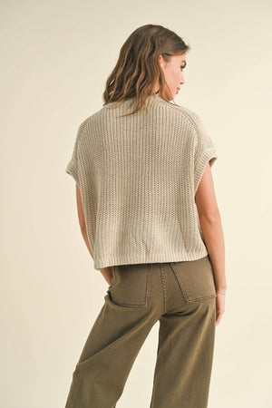 Dolman Sleeve Knitted Top in Stone