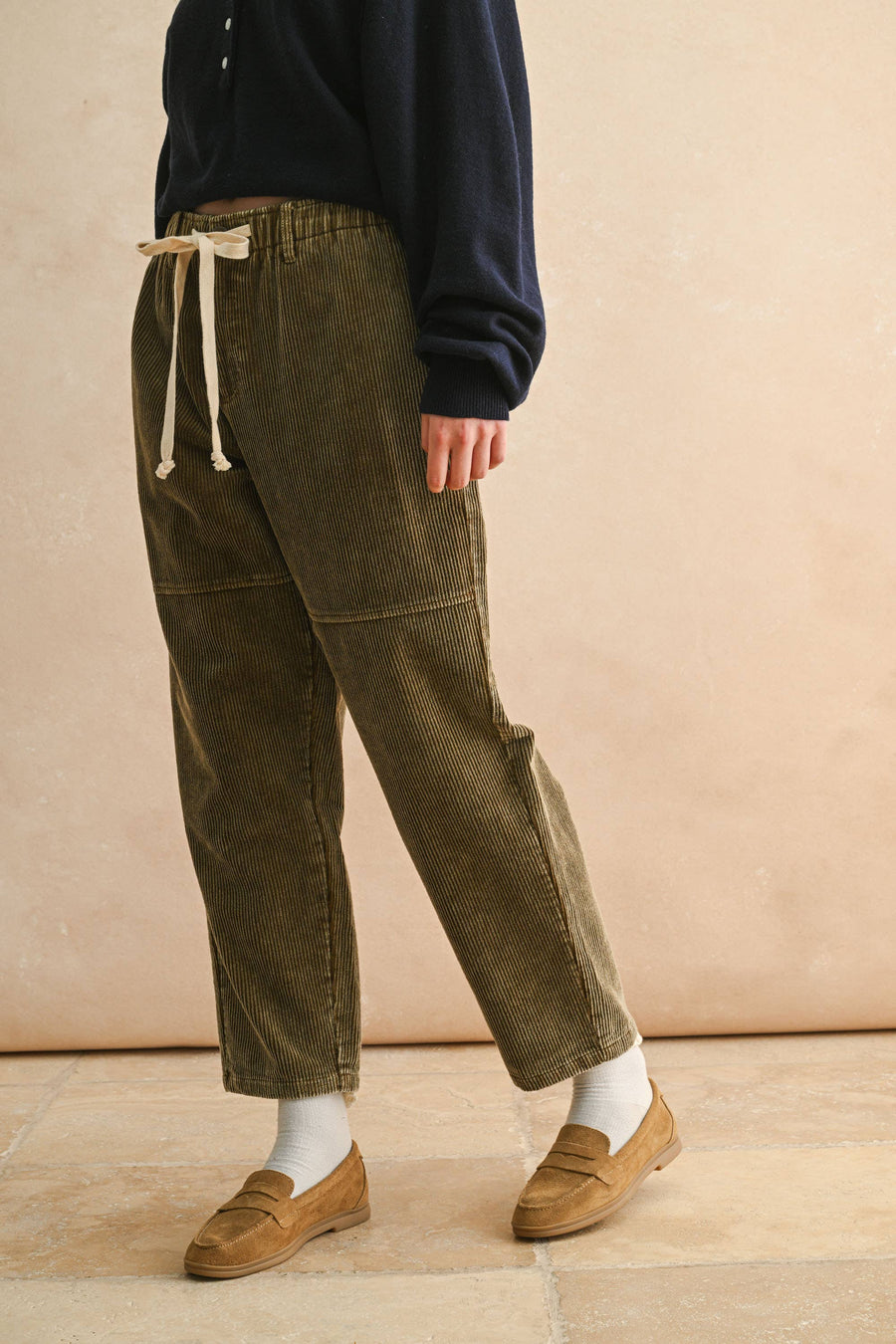 Washed Effect Corduroy Pants