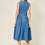 Belted Paneled Denim Midi Dress by Aaron & Amber