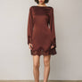 Satin & Lace Long Sleeve Mini Dress