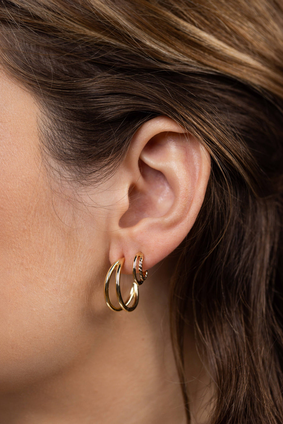 Illusion Double Hoop Gold Earrings by JaxKelly