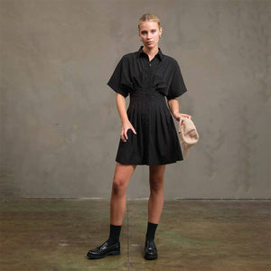 Wide Pintuck Shirt Dress