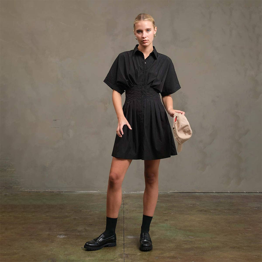 Wide Pintuck Shirt Dress