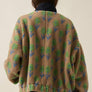 Floral Sherpa Fleece and Denim Half-Snap Pullover Jacket