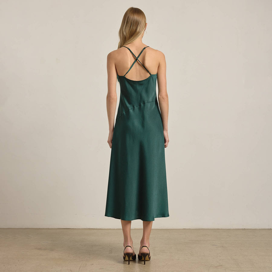 Satin Drape Slip Dress