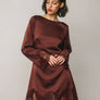 Satin & Lace Long Sleeve Mini Dress