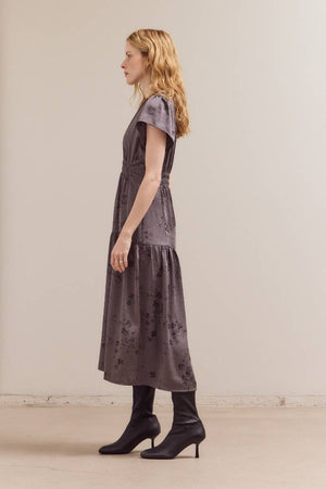 Printed Ruffle Midi Dress