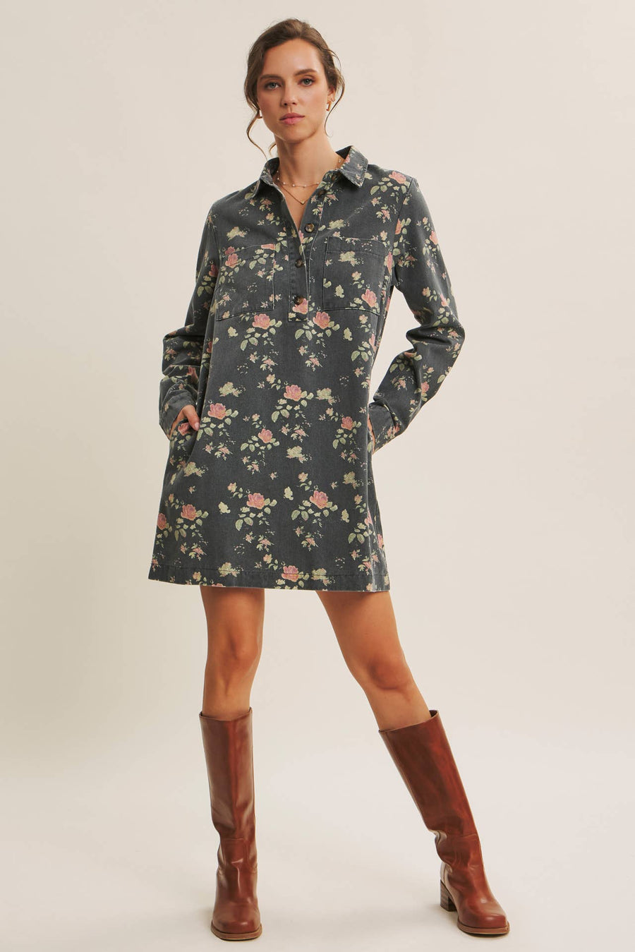 Still from A Film Mineral-Washed Victorian Floral Mini Dress
