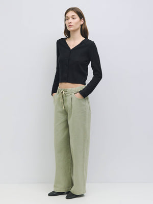 The Faye Top | Knit Pointelle Cardigan Top by All Row