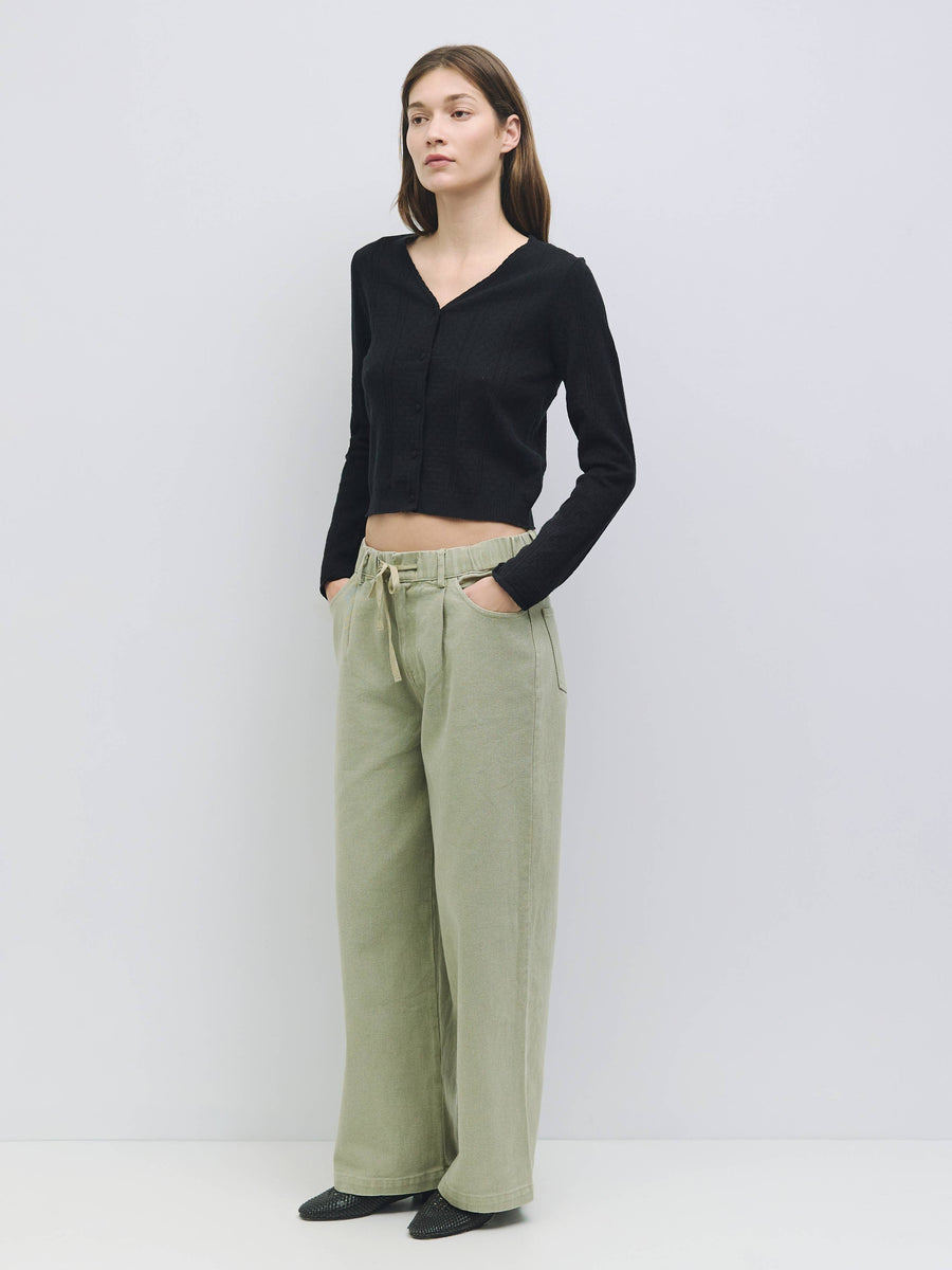 The Faye Top | Knit Pointelle Cardigan Top by All Row
