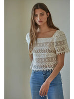 Catalina Crochet Top in Cream by By Together