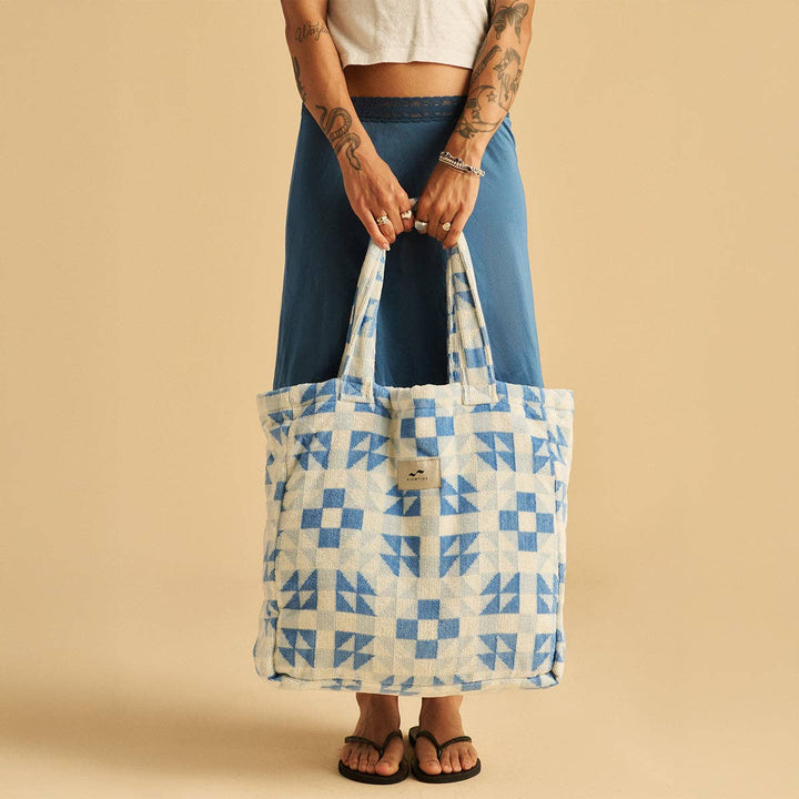 The Dream Terry Tote Bag in Lagoon by Slowtide