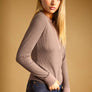 Half Snap Button Waffle Fabric Long Sleeve Top