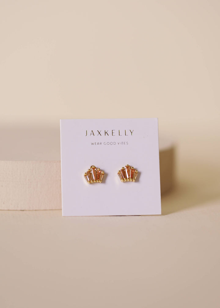 Champagne Baguette Crown Earrings by JaxKelly