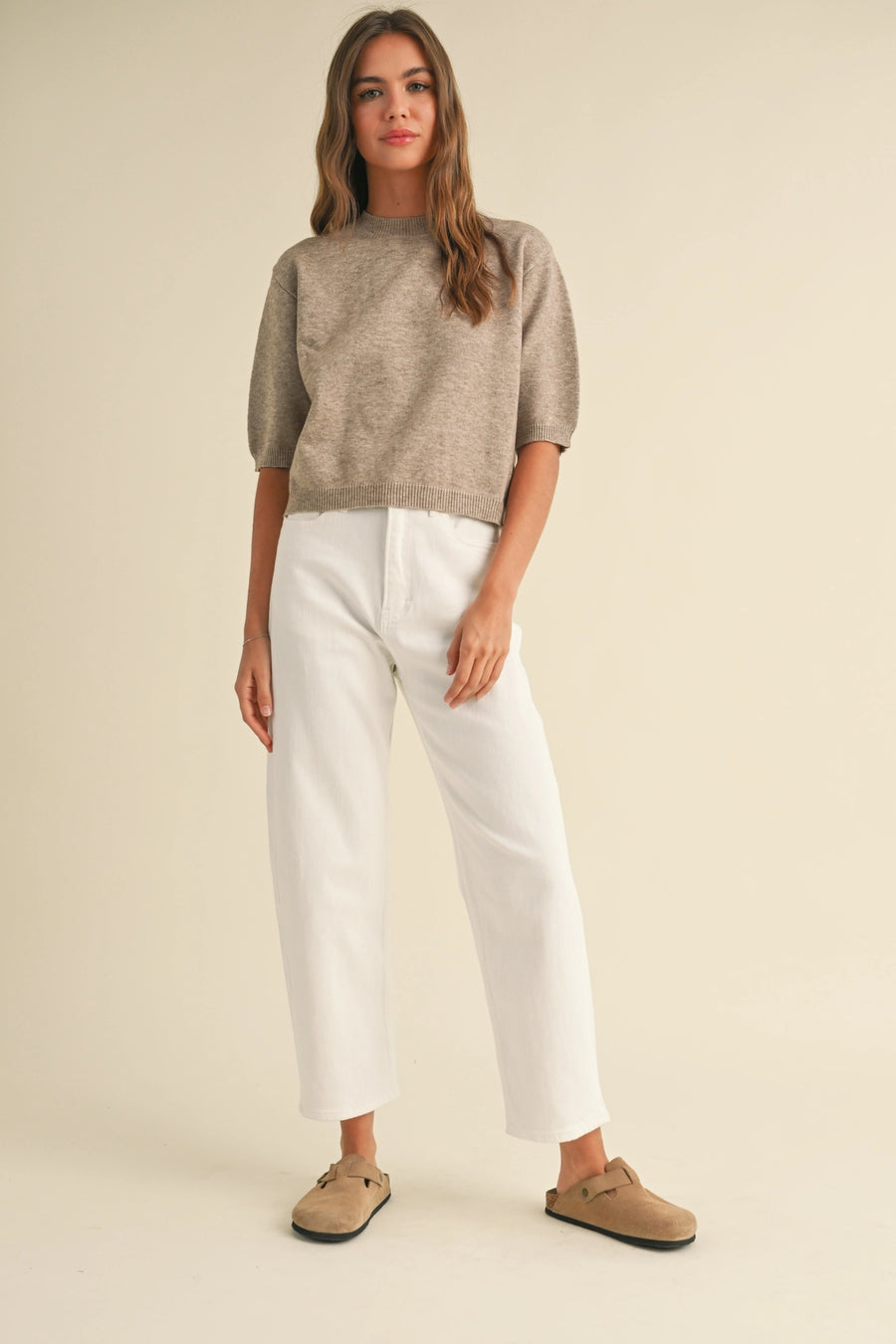 Short Sleeve Sweater Top in Black