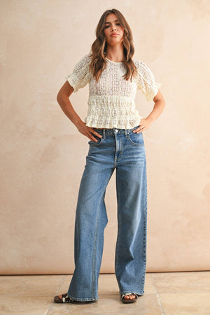 Short Sleeve Lace Blouse