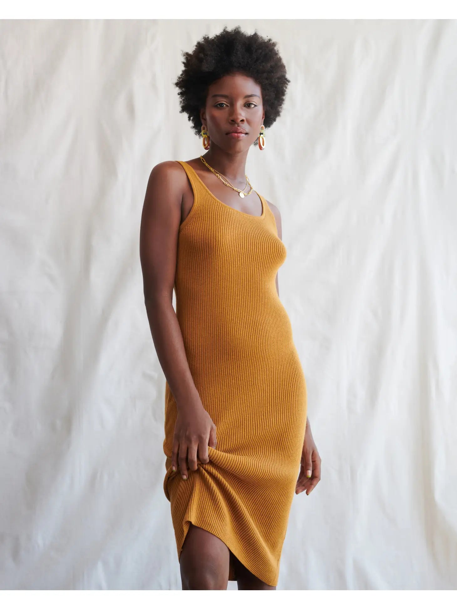 Gold top sweater dress