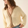 Ribbed Knit Contrast Cardigan Sweater